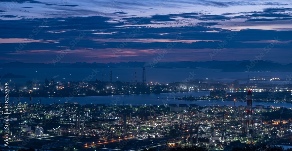 Obraz premium japan city skyline at dusk night