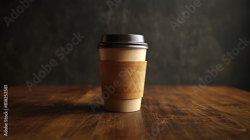 A disposable glass or mug with hot coffee or tea to take away on..., photo