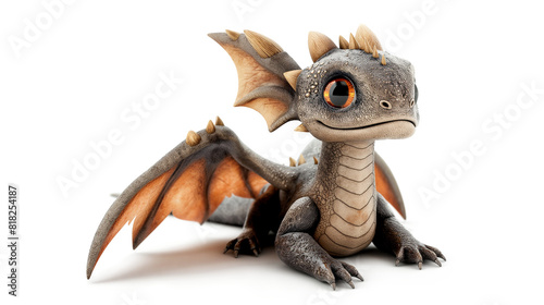 Adorable Baby Dragon Picture for Kids isolated on a transparent background photo