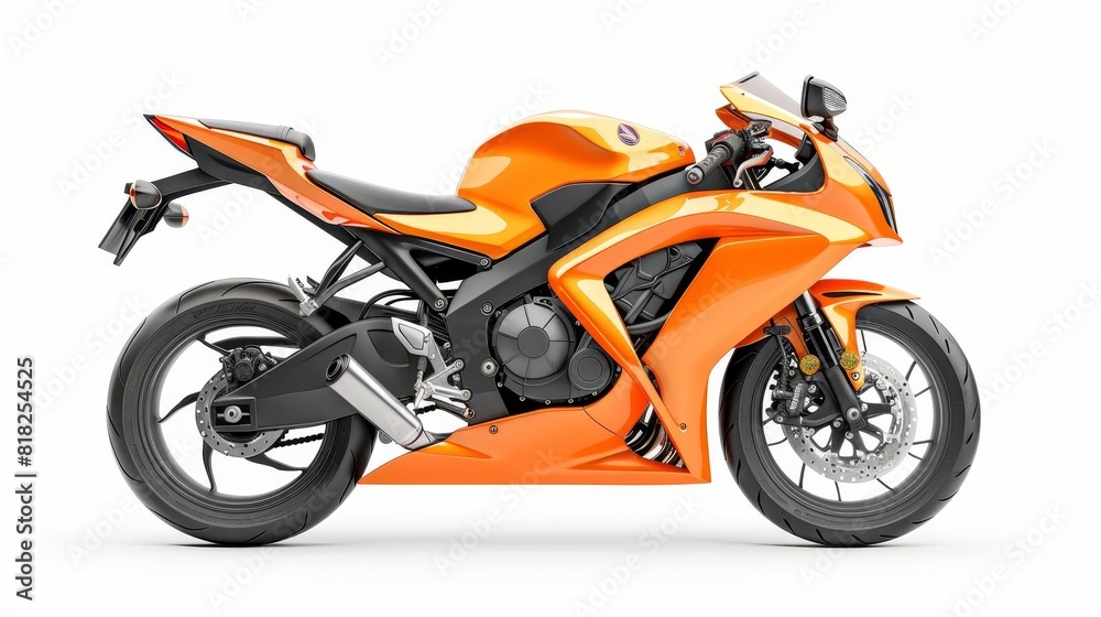 sleek orange sport bike motorcycle isolated on white background side view studio shot cut out object for vehicle advertisement high resolution photography sleek orange sport bike motorcycle isolated on white background side view studio shot cut out object for vehicle advertisement high resolution photography