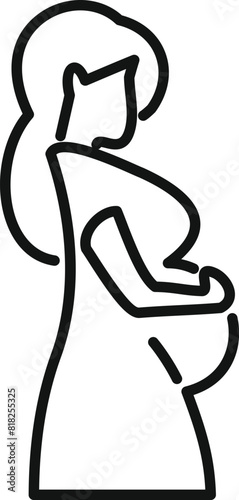 Simplistic line drawing of a pregnant woman cradling her belly