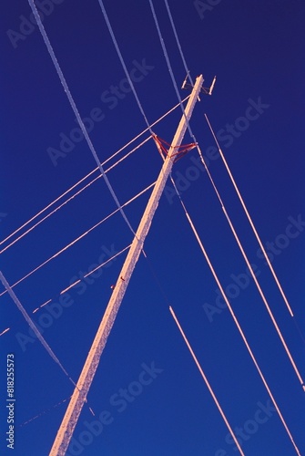 Power Lines Against Blue Sky