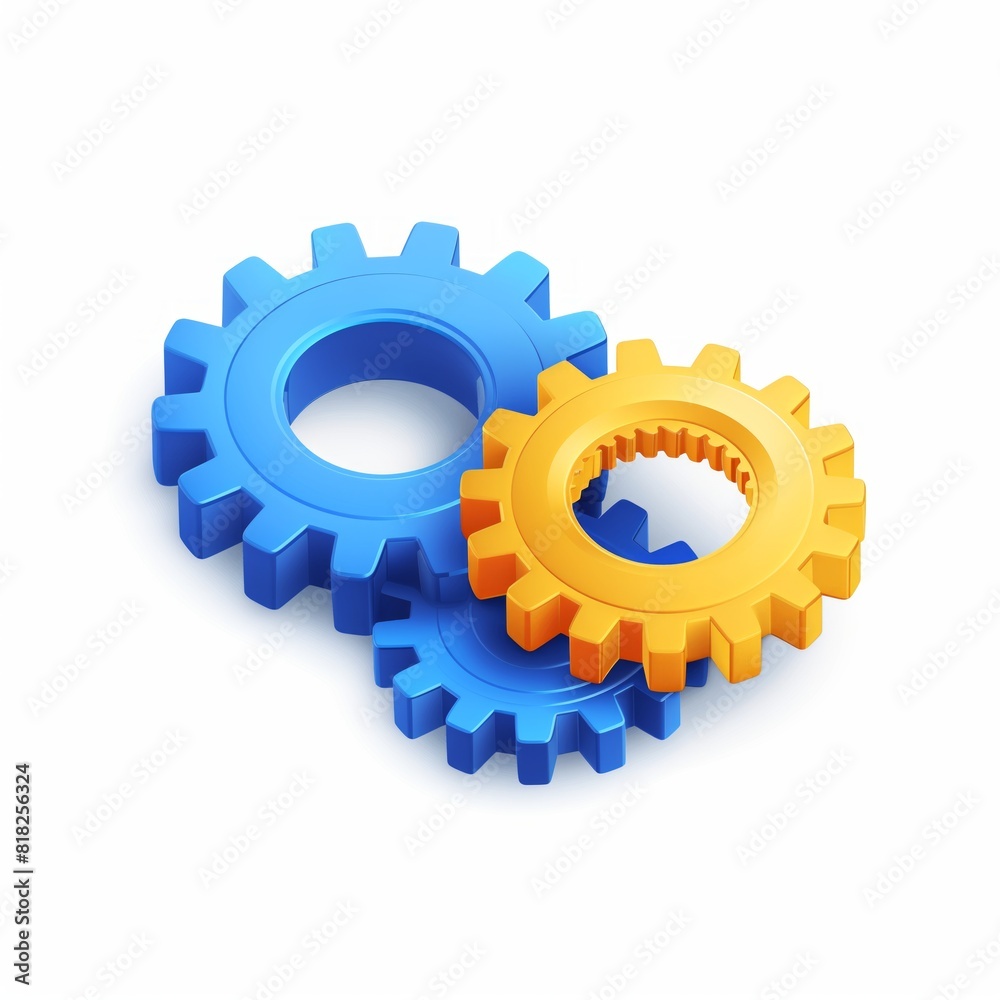 3D render of blue and yellow gear .Generative AI 3D render of blue and yellow gear .Generative AI