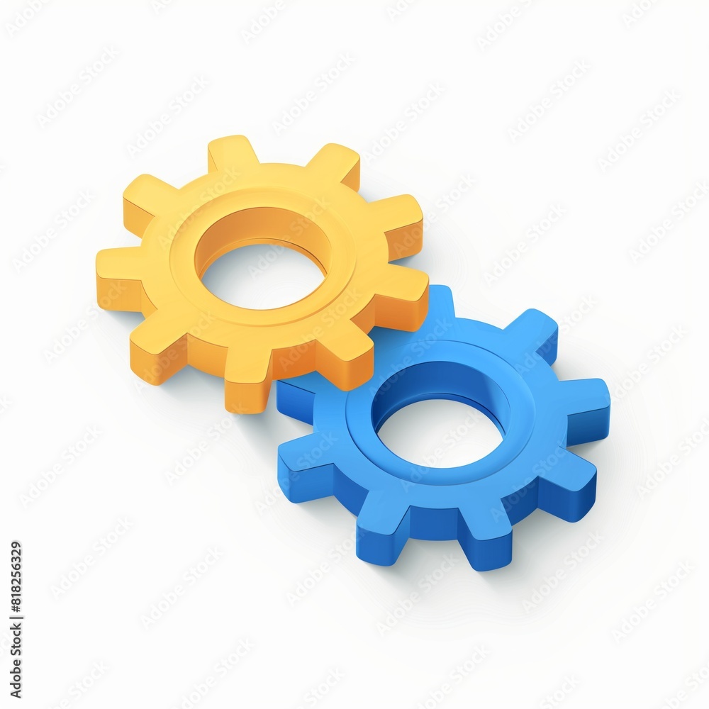 3D render of blue and yellow gear .Generative AI 3D render of blue and yellow gear .Generative AI