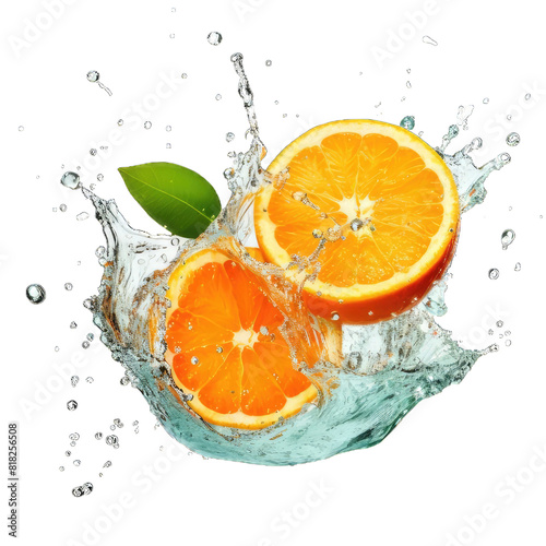 orange water splash isolated on white