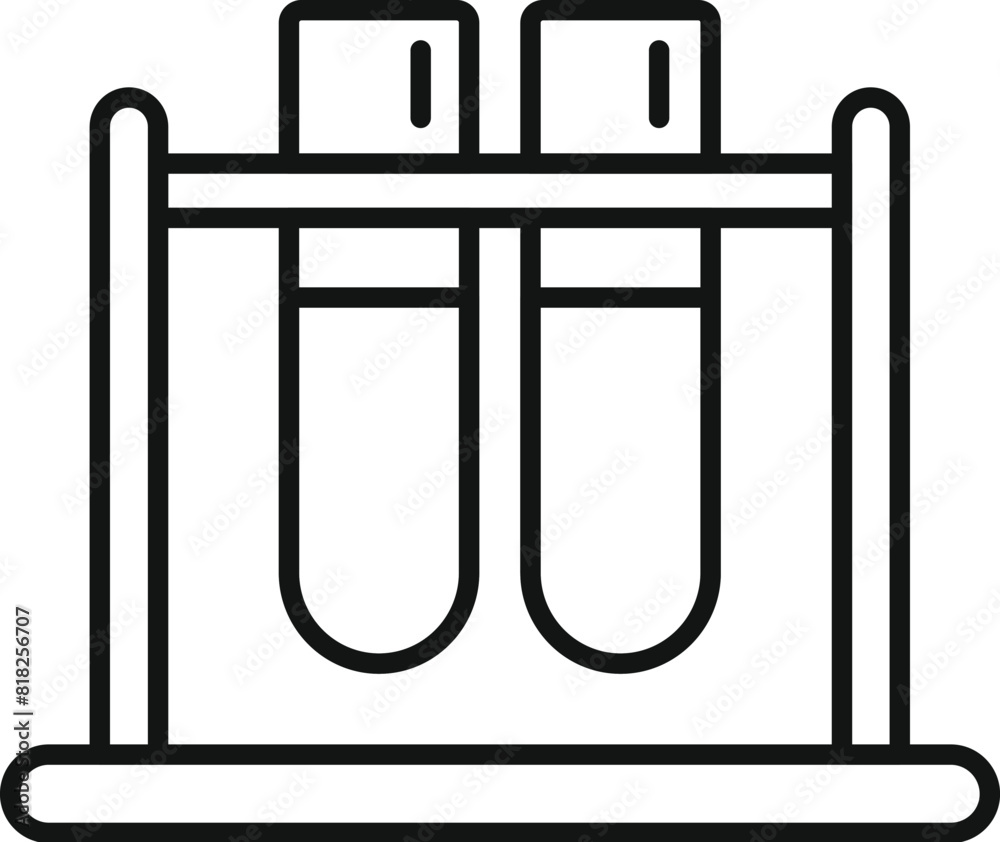 Outline vector icon of test tubes in a rack, representing science and laboratory research Outline vector icon of test tubes in a rack, representing science and laboratory research