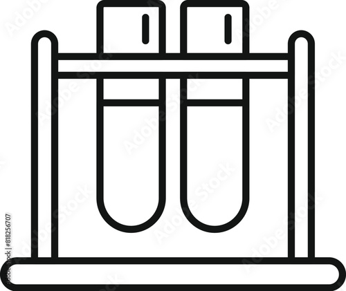 Outline vector icon of test tubes in a rack, representing science and laboratory research