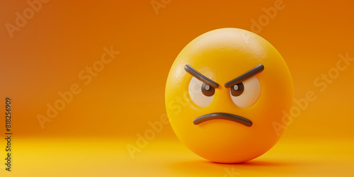 A yellow angry face with eyes and a frowning mouth 