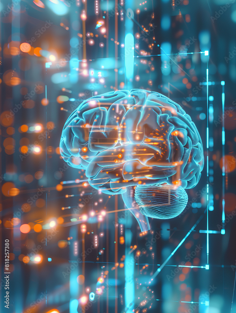 Advanced Neural Illustration of the Human Brain with Futuristic Digital ...