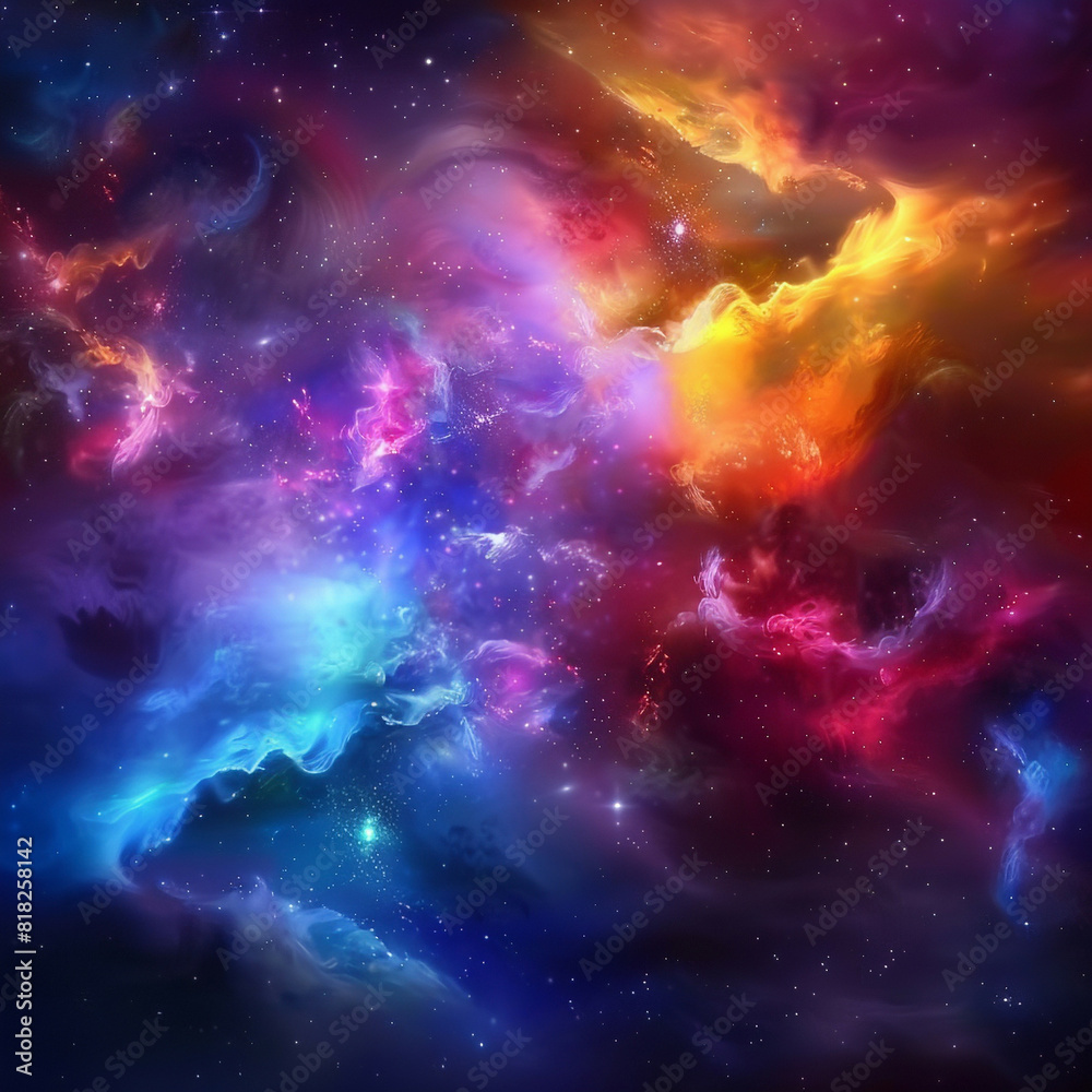 Naklejka premium Exploring the Colorful Cosmos Delving into Space -Galaxies - Clouds and Nebulas