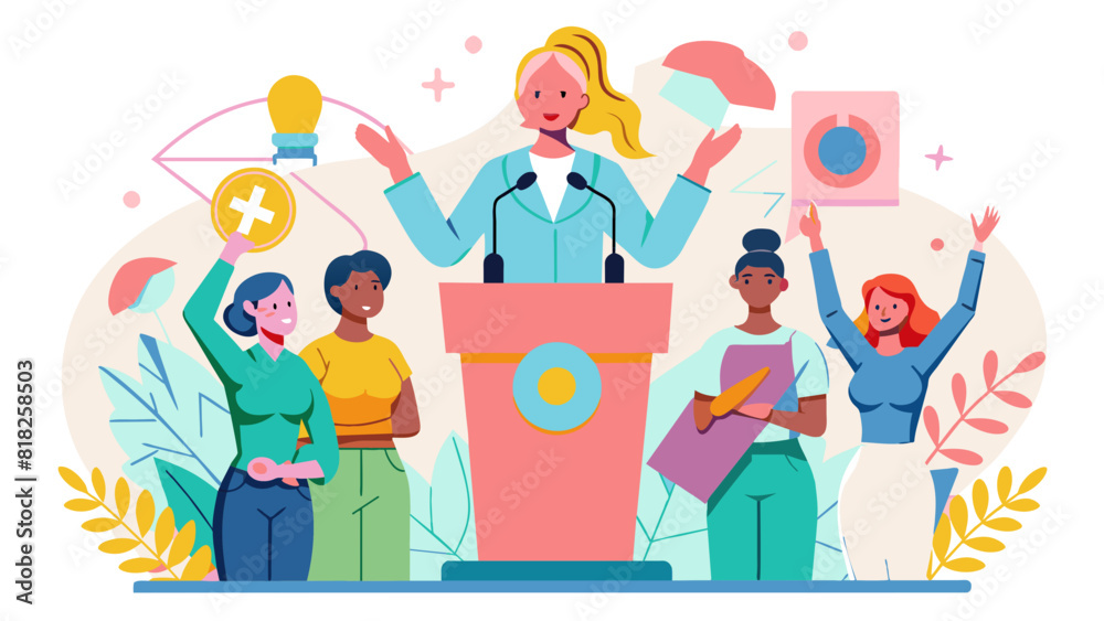 Empowering Women's Leadership Conference with Diverse Audience. Vector illustration of Women's Equality Day Empowering Women's Leadership Conference with Diverse Audience. Vector illustration of Women's Equality Day