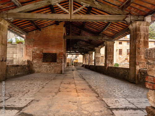 loggia of Santa Caterina in the tiny charming Tuscan village of Borgo Vignoni in the Orcia Valley near Siena. photo