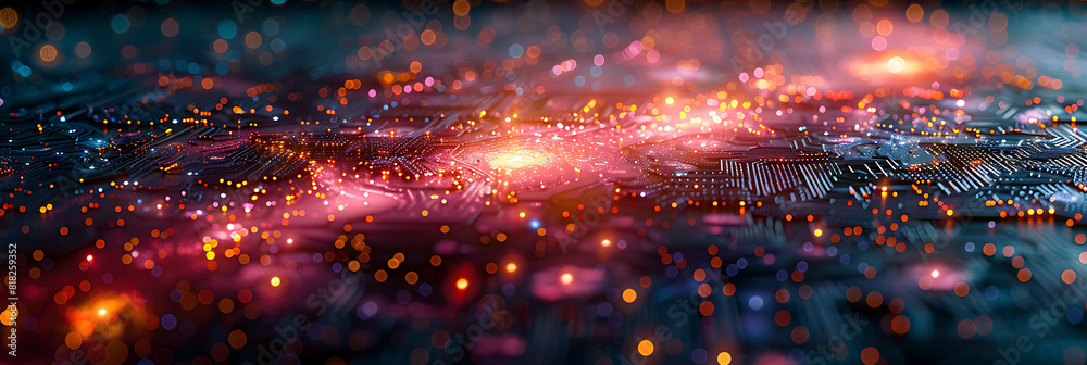 Techno Canvas: Swirling Metallic Hues and Circuit Boards