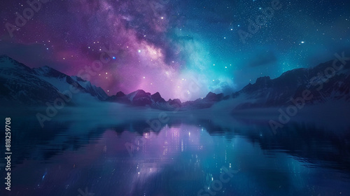 Fantasy Starry Night Sky in Blue and Purple A Magical Journey Through Celestial Colors and Dreamlike Landscapes