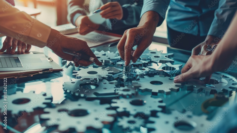Team Collaboration Depict a team of engineers and technicians brainstorming or working together on a project Team Collaboration Depict a team of engineers and technicians brainstorming or working together on a project