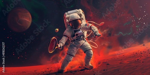 astronaut plays tennis .Generative AI