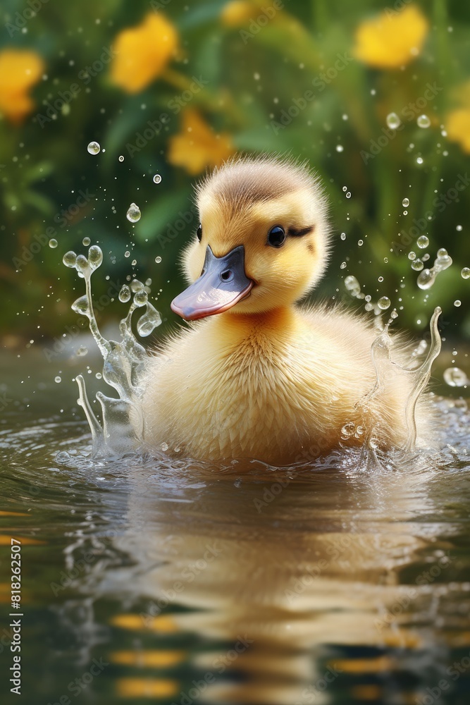 Cute duckling splashing in water Cute duckling splashing in water