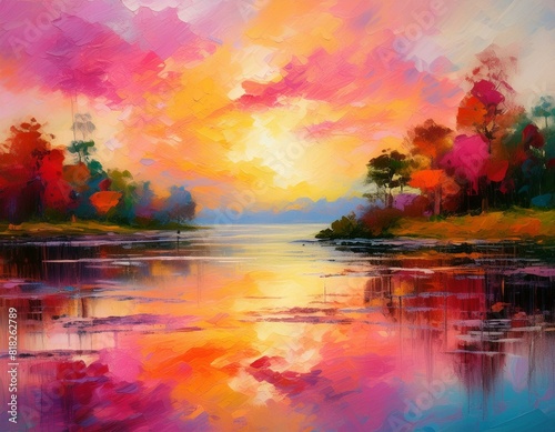 colorful sunset over the lake