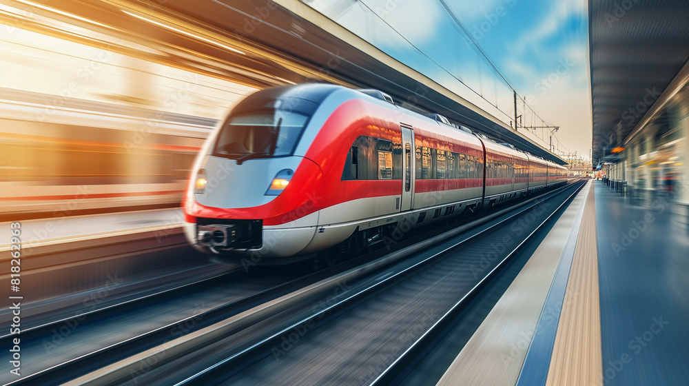 Naklejka premium Fast train transportation