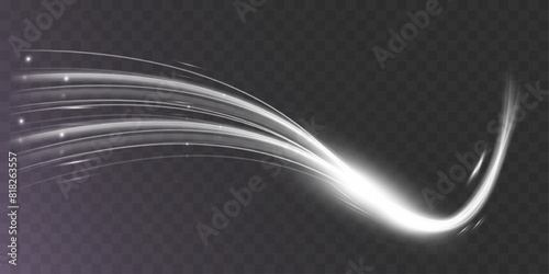 White blur trail wave, circle silver line of light speed.Vector illustration. photo