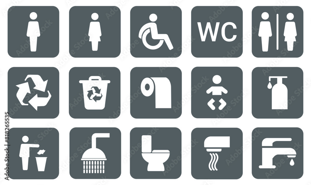 toilet vector icons set toilet vector icons set