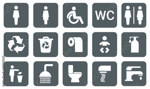 toilet vector icons set