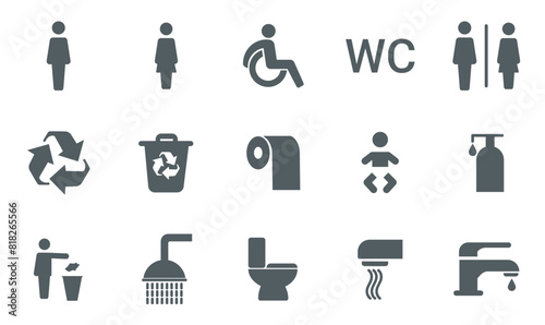 toilet vector icons set