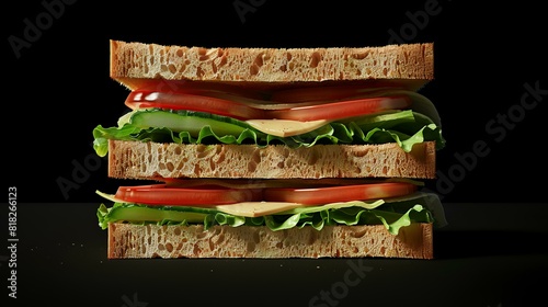 Fresh delicious sandwich isolated on a dark background