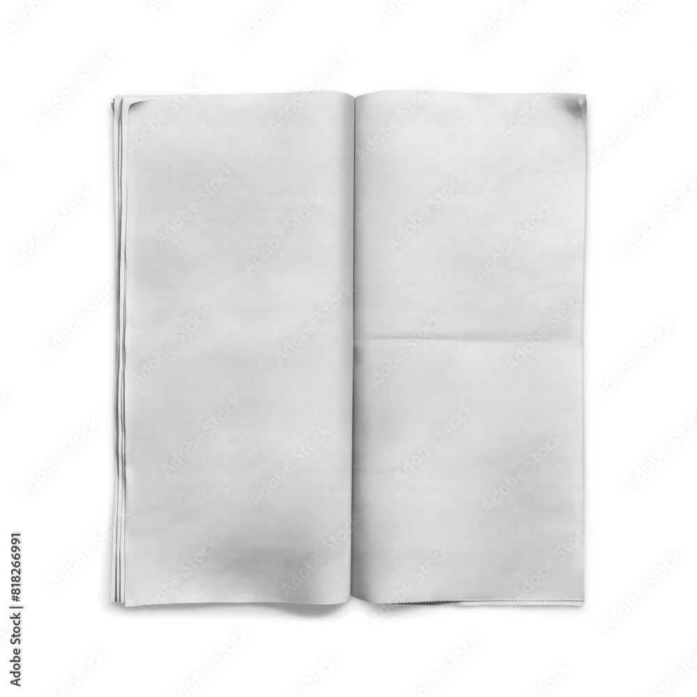 An image of a Opened Blank Newspaper isolated on a white background An image of a Opened Blank Newspaper isolated on a white background