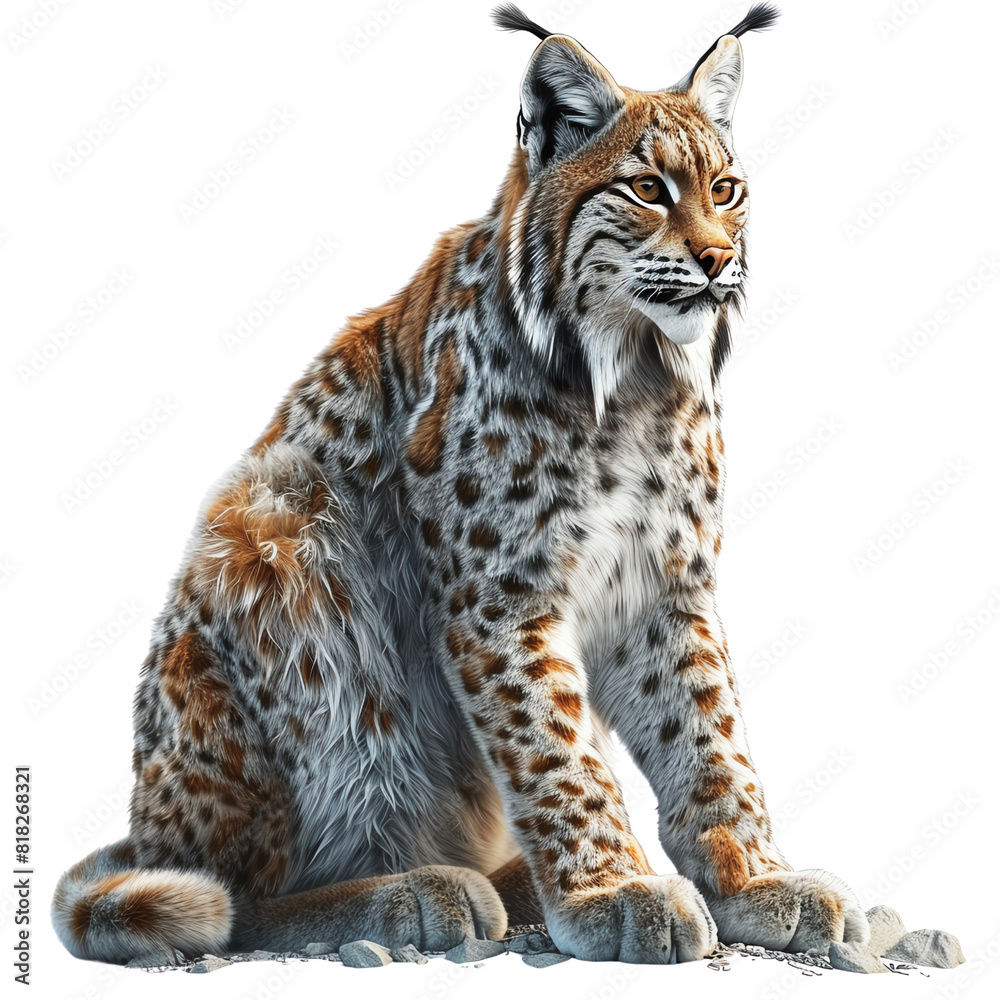A stunning, high-definition image of a majestic lynx sitting gracefully, showcasing its beautiful fur and sharp gaze, perfect for wildlife enthusiasts. A stunning, high-definition image of a majestic lynx sitting gracefully, showcasing its beautiful fur and sharp gaze, perfect for wildlife enthusiasts.