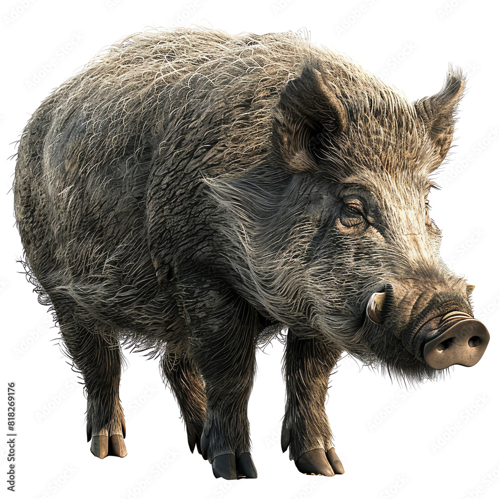 Realistic image of a wild boar on a transparent background, showcasing detailed fur and features. Perfect for nature and wildlife projects. Realistic image of a wild boar on a transparent background, showcasing detailed fur and features. Perfect for nature and wildlife projects.