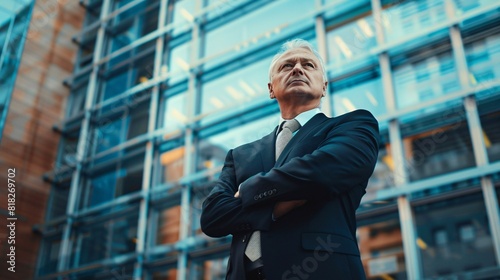 Visualizing a professional mature senior businessman © IYIKON