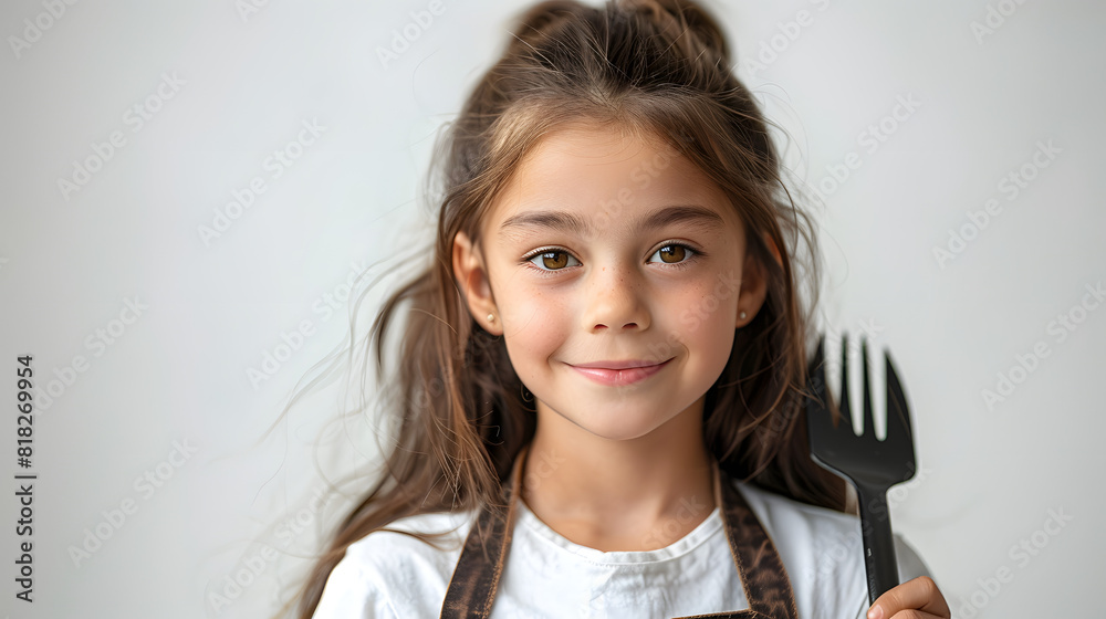 Child wearing chef costume isolated on white background with copy space. Studio portrait. Future profession and culinary arts concept Child wearing chef costume isolated on white background with copy space. Studio portrait. Future profession and culinary arts concept