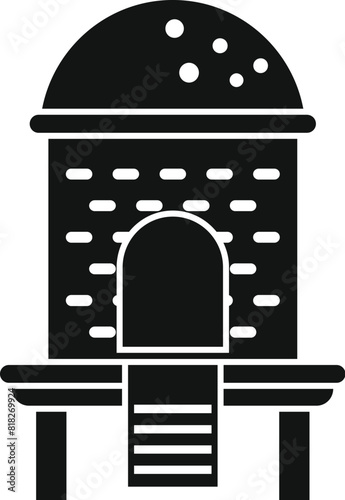 Simplistic illustration of an observatory depicted in black and white, suitable for astronomy themes