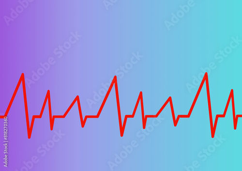 Electrocardiogram of red lines on gradient background.