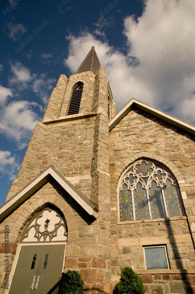 Obraz premium Lake Of The Woods, Kenora, Ontario, Canada; Church Spire Rising Into The Air