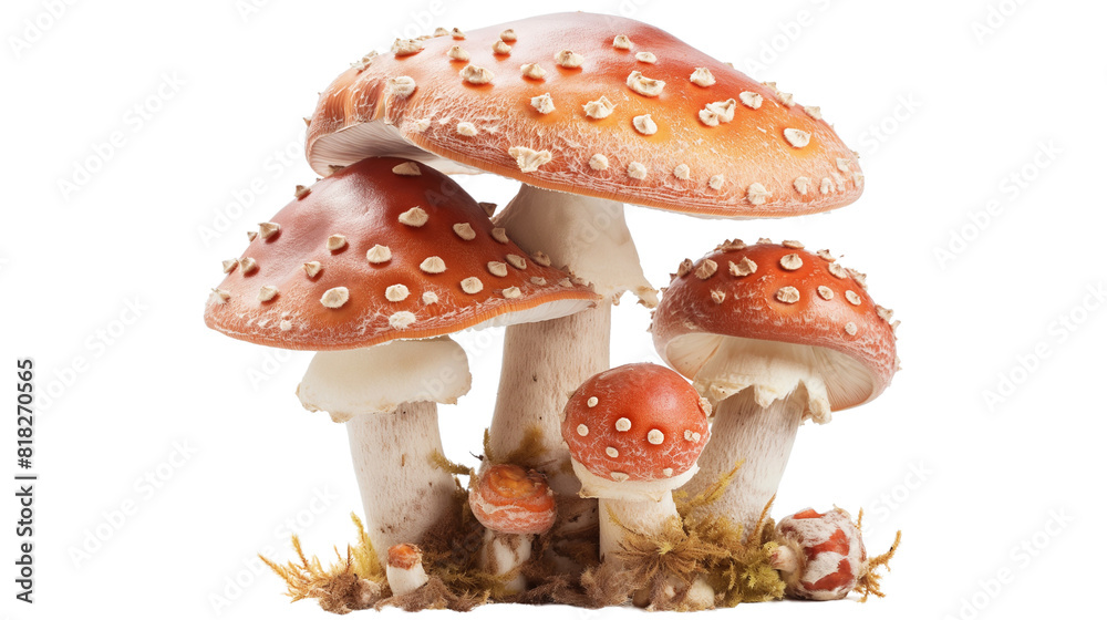 Cute Mushroom Sitting on a Cluster of Mushrooms isolated on a transparent background Cute Mushroom Sitting on a Cluster of Mushrooms isolated on a transparent background