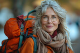 Healthy Aging and Adventure: A Confident Senior Woman Hiking Trail