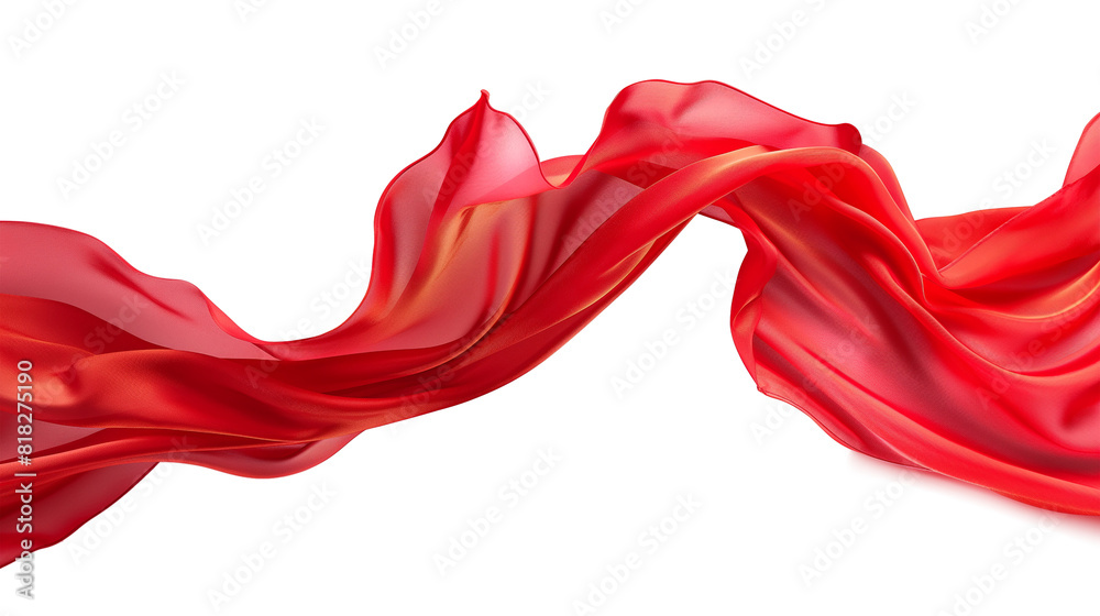 Flying red silk fabric. Waving satin cloth isolated on a transparent background Flying red silk fabric. Waving satin cloth isolated on a transparent background