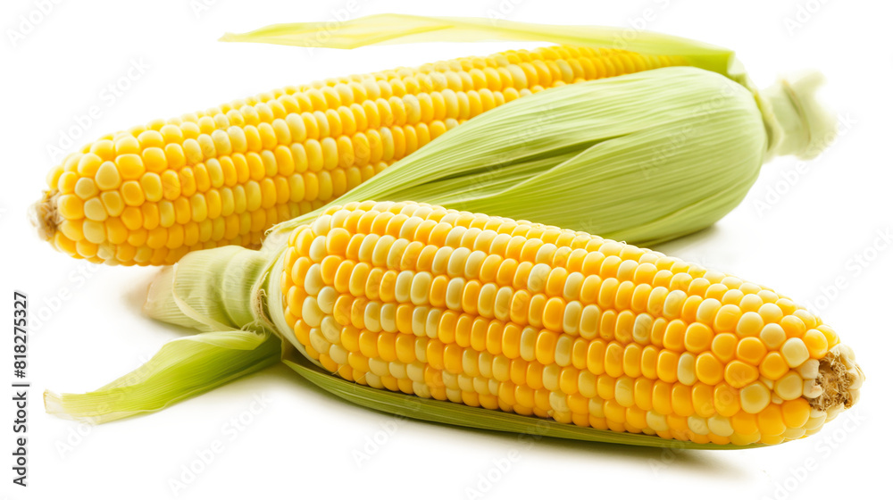 Freshly Harvested Corn on the Cob with Kernels isolated on a transparent background Freshly Harvested Corn on the Cob with Kernels isolated on a transparent background