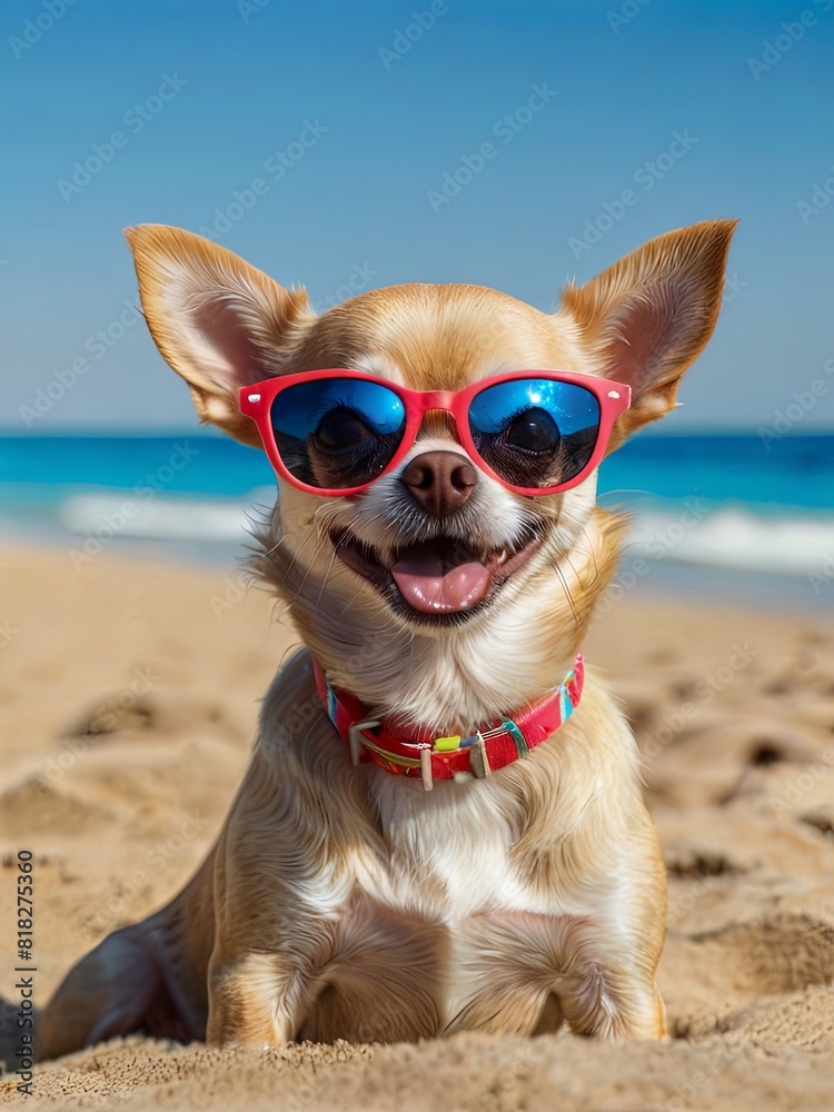 photo illustration of a cute dog wearing glasses to welcome the summer holidays photo illustration of a cute dog wearing glasses to welcome the summer holidays
