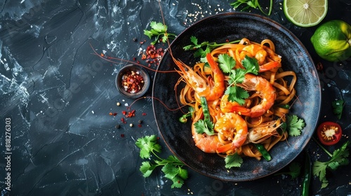 Pad Thai with Prawns  A classic Thai dish with stirfried noodles and prawns