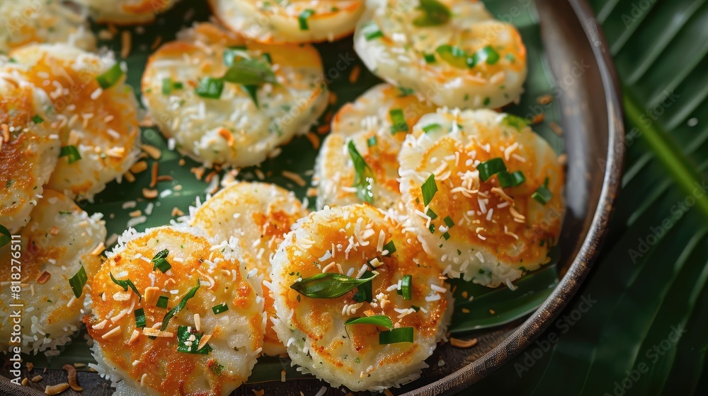 Thai Coconut Pancakes Khanom Krok Small coconut pancakes typically served as a snack Thai Coconut Pancakes Khanom Krok Small coconut pancakes typically served as a snack