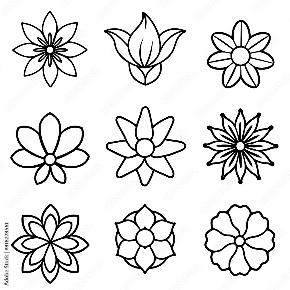Flower  Silhouette Design with white Background 