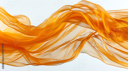 Orange swirl cloth flying on white background