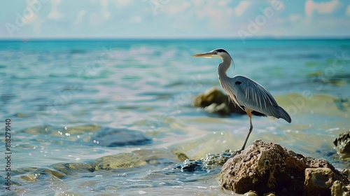 majestic heron standing at the edge of the sea nature photography