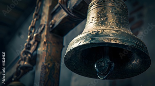 An antique liberty bell stands as a weathered testament to the resilience of a young nation, its somber tone echoing through the annals of history on this hallowed day. photo