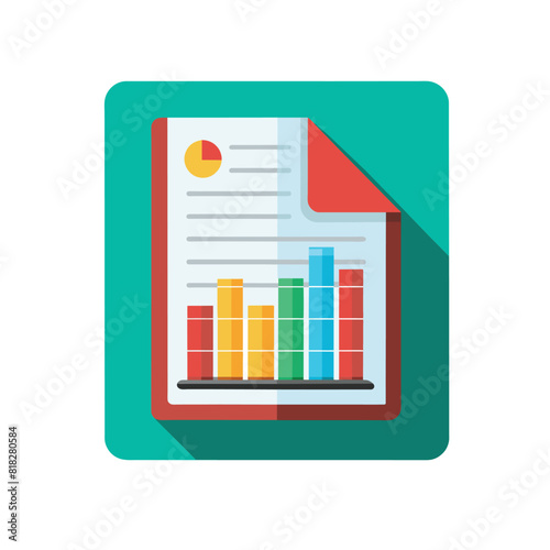 spreadsheet with graph up isolated on white background