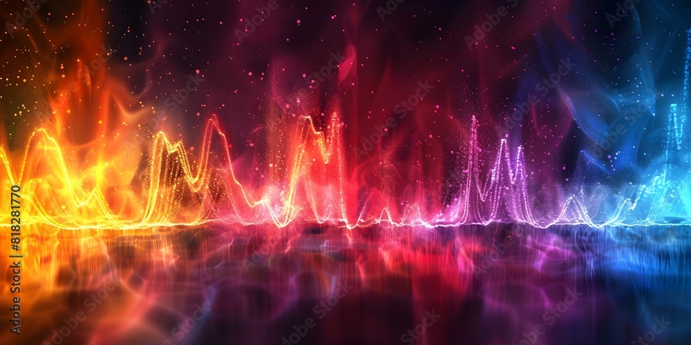 Graphical Representation of Sound Frequency Amplitudes. Concept Audio Visualization, Frequency Analysis, Sound Waves, Spectrogram, Waveform Analysis