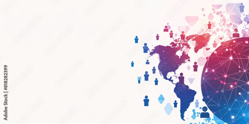 © SKIMP Art - Abstract digital network with people and globe on white background illustration of global business team concept Generative AI © SKIMP Art - Abstract digital network with people and globe on white background illustration of global business team concept Generative AI